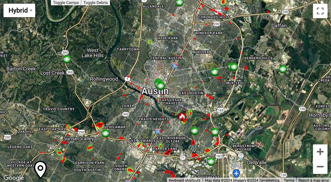 Interactive Map for Austin's Homeless Camps